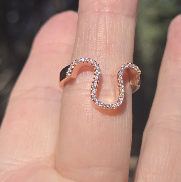 Topaz Sterling & Rosegold Horshoe Ring To Catch Luck Sz7 - Picture 5 of 10